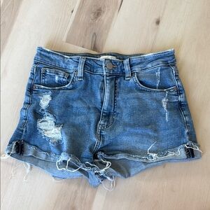 H&M Distressed Blue Denim Shorts